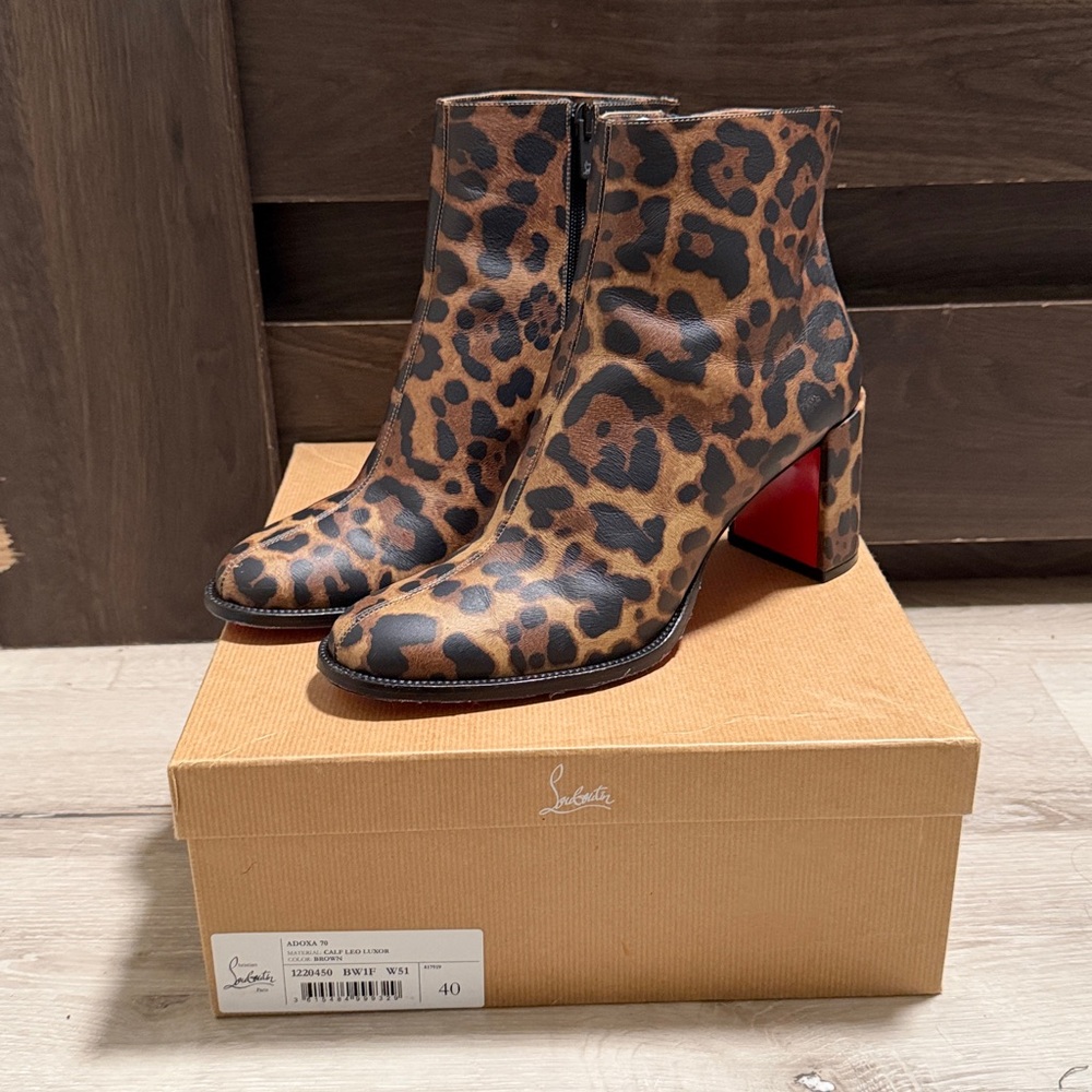 Christian Louboutin Leopard Print Boots with Red Soles